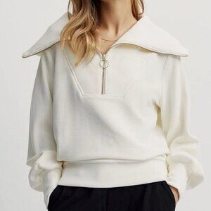 Varley Cream Women's Vine Sweater with Gold Zipper size XS